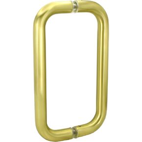 8" Center-to-Center Tubular Back-to-Back Shower Door Pull Handle in Satin Brass for Frameless Shower Doors Residential Use