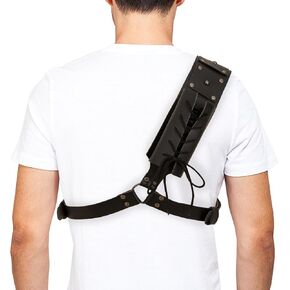 Renaissance Medieval Sword Shoulder Back Sheath Holder - Adjustable Warrior Sword Frog Holster,Leather Cosplay Black Shoulder Straps Buckle Holster Costume Katana for Adult Men Women
