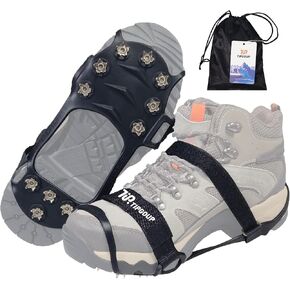 Ice Snow Cleats Non Slip Grippers for Shoes and Boots Winter Walking Traction Cleats for Men Women Overshoe Anti Slip Grips with 4 straps