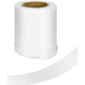 QWORK 3/4" x 250' Woven Cord Strapping Roll, Heavy Duty Polyethylene Braided Rope Strap Roll, 2400 lb Strong Break Strength 6" x 3" Core, Strength and Flexibility, White