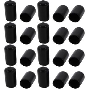 uxcell 20 Pcs 10mm Inner Dia PVC Vinyl End Cap Bolt Screw Thread Protector Black