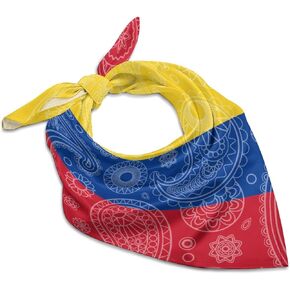 Colombian Paisley Flag Vintage Silk-Like Square Scarf Soft Bandanas Print Face Mask Headwear Handkerchiefs