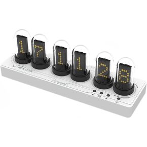 Nixie Tube Clock Glow Tube Clock IPS Color Screen Digital Clock with 6 Sets of Alarm Clocks, 7 Modes, 12 Customized Pictures, Web Control, no app Required (Blue)