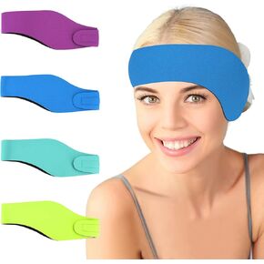 4 Pcs Swimming Headbands for Adults, Adjustable Swimming Ear Protection Bands Cute Cartoon Waterproof Swim Headbands for Women Swimmers 18 Years and Over, Head Circumference 20.50-21.30 Inch