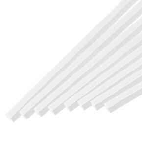 MECCANIXITY 10pcs ABS Square Rod, 3x3x500mm ABS Plastic Stick Solid Bar, White Plastic Rods Assortment Kit for DIY Architectural Model Building Making