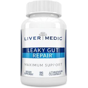Leaky Gut Repair Maximum Support Gut Health L-Glutamine, Slippery Elm for IBS, Heartburn Relief, Non-GMO for Women & Men, 60 Caps