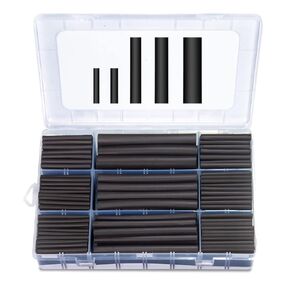 280pcs 3:1 Dual Wall Adhesive Heat Shrink Tubing Kit, 5 Sizes (Diameter): 3/8, 1/4, 3/16, 1/8, 3/32-inch, Marine Cable Wire Sleeve Tube Wrap Assortment with Storage Case for DIY by MILAPEAK (Black)