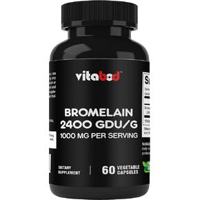 Bromelain Supplement 1000mg per Serving, 2400 GDU/g, Proteolytic Enzymes, Supports Digestion of Proteins, 60 Count - Non-GMO & Gluten Free
