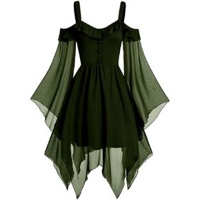 Women Renaissance Dress Halloween Gothic Dress Retro Halloween Dress Medieval Costumes Off Shoulder Lace Dress