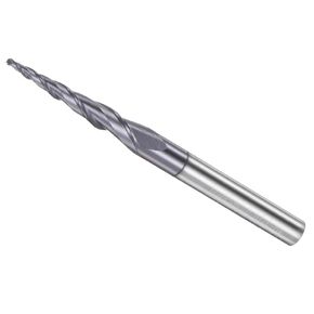 Tapered Ball Nose End Mill, 0.5mm Radius 4mm Shank 8.36 Degree Angle, TiSiN Coated Micro-grain Carbide 2 Flutes Milling Cutter - (Applications: for Stainless Steel Hardened Steel)