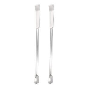 YOKIVE 2 Pcs Micro Spoons, Lab Scoops with Double Head | Sampling Reagents, Great for Lab (Silver Tone, Stainless Steel, 3.94-Inch)