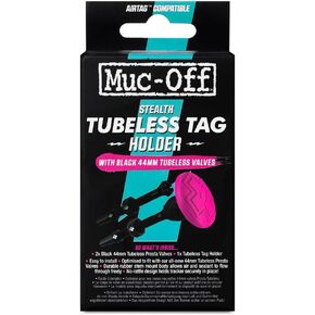 Muc-Off Stealth Tubeless AirTag Holder & Tubeless Valves Kit - Hidden Air Tag Holder for Bike Compatible with Apple AirTag - Anti-Theft Protection AirTag Bike Mount for Tubeless Tyres