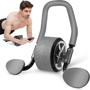 Ab Roller Wheel - Elbow Support Automatic Rebound Abdominal Wheel with Knee Mat, Ab Roller with Elbow Support for Abdominal & Core Strength Training, Plank Exercise Wheels for Abs Core Workout