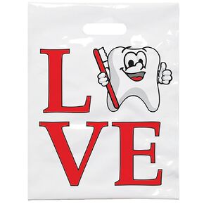 Practicon Love Tootie Dental Giveaway Bags, 7-3/4" x 9", 100 Pack