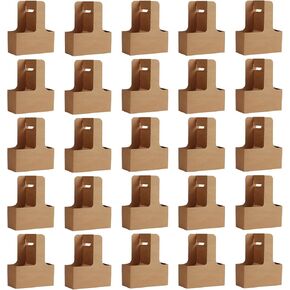 Disposable Cup Kraft Cardboard Carriers Paperboard Cup Carrier with Handles Holds Coffee Cup Holder for Take Out 2 Cups to 4 Cups, 25 pcs.