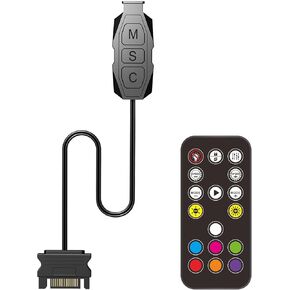 ARGB Controller Kit 5V 3PIN Aura PC RGB Controller, SATA Power Supply RGB Fan Controller, Computer ARGB Controller PC Fans Hub , with 17 Key Remote Controller ARGB Fan hub Controller