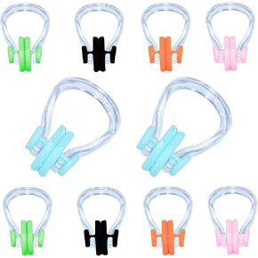 Swimming Nose Clip, 10 Packs Swim Nose Plugs with Waterproof Silicone for Kids and Adults, Multi-Color
