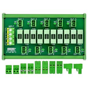 DIN Rail Mount Fused AC 24-250V 10 Position Pluggable Terminal Block Power Distribution Module