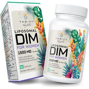 Liposomal DIM Supplement - Diindolylmethane for Women - Estrogen Supplements Contains 400 mg DIM, Vitamin E, Evening Primrose - DIM Complex Suitable for Vegetarians (1 Pack)