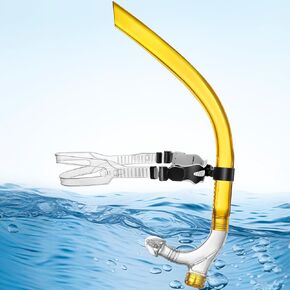 Swim Snorkel for Lap Swimming, Snorkel Gear Swimming Training Equipment for Swimming Snorkel Training in Pool and Open Water, Lap Swimming Snorkel for Adult (Yellow)