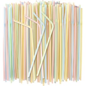 150PCS Disposable Plastic Drinking Straws - Flexible Drinking Straws Long Plastic Straws Drinking Straws Bendable Colorful PP Plastic Straws for Home Use Milk Juice Drinks