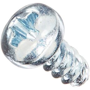 Small Parts 0203LPP Steel Thread Rolling Screw for Plastic, Zinc Plated, Pan Head, Phillips Drive, #2-28 Thread Size, 3/16" Length (Pack of 100)