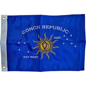 Conch Republic of Key West, Florida 12" x 18" Double-Sided, Embroidered 100% 300D Nylon Boat/Yacht Flag