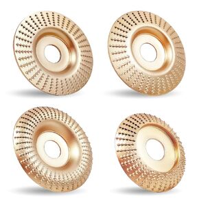 4PCS Wood Carving Disc Set for 4" or 4 1/2" Angle Grinder with 5/8" Arbor, Stump Tool Grinder Disc Wheel Attachments for Woodworking,Grinding Wheel Shaping Disc for Wood Cutting