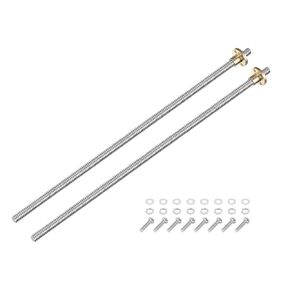 uxcell 2 Pcs 350mm / 14 Inch Tr8x4 Stainless Steel Lead Screw with T8 Brass Nut - [ Acme Thread, 2mm Pitch, 8mm Lead ] for 3D Printer Z Axis, CNC Machine