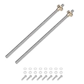 uxcell 2 Pcs 250mm / 10 Inch Tr8x2 Stainless Steel Lead Screw with T8 Brass Nut - [ Acme Thread, 2mm Pitch, 8mm Lead ] for 3D Printer Z Axis, CNC Machine
