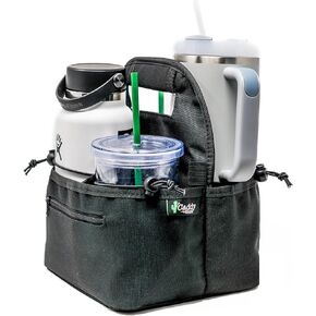 Drink Caddy 2.0 Portable Drink Carrier and Reusable Coffee Cup Holder - 4 Cup Collapsible Tote Bag with Organizer Pockets Safely Secures Hot and Cold Beverages