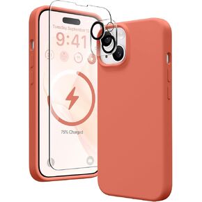 Magnetic Silicone for iPhone 12 Case and iPhone 12 Pro Case, [Compatible with Magsafe][Screen Protector + Camera Lens Protector], Microfiber Lining Shockproof Protective Phone Cover 6.1", Stone in Kuwait
