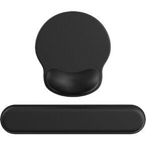 Ergonomic Mouse Pad Wrist Support Set, Memory Foam Keyboard Wrist Rest Set, Ergonomic Keyboard Pad, Non-Slip Base Mousepad（Black Set）