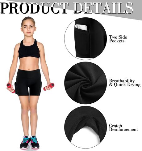 3 Pcs Volleyball Bike Shorts for Girls 4" Spandex Compression Shorts with Pocket for Athletic Gymnastics Running in Saudi Arabia
