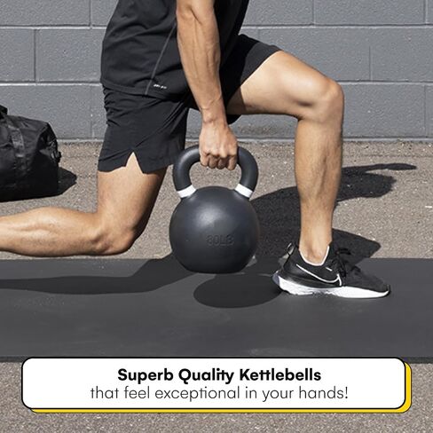 Kettlebell Kings | Powder Coated Kettlebells Weight 80LB | Hand weights Workout Gym Equipment & Strength training sets for Women & Men | Weights set for Home Gym (5-90LB) in Saudi Arabia