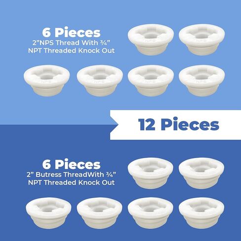 Bung Cap 2" Combo with Gasket for 55 Gallon Plastic Drums -12pc (6 Each Size Thread) Made in USA in Kuwait