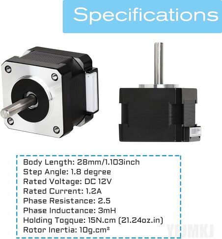 Nema 14 Stepper Motor 28MM Bipolar 1.2A 15Ncm/21.24oz.in 1.8deg 35 Motors 2 Phase 4 Wires Nema14 Step Motor with 1m Cable and Connector for 3D Printer Extruder CNC Machine, 1.38x1.38x1.103inch in Saudi Arabia