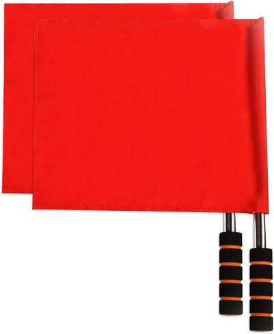 2 Pcs Volleyball Flags Line Judge,Racing Flags Referee Hand Flag,Stainless Steel Command with Sponge Handle Flag,Red Hand Warning Flag for Soccer Volleyball Basketball Football Competition in Saudi Arabia
