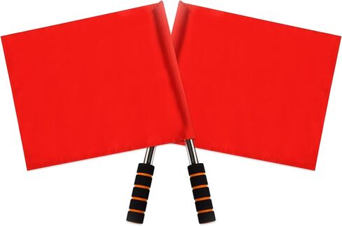 2 Pcs Volleyball Flags Line Judge,Racing Flags Referee Hand Flag,Stainless Steel Command with Sponge Handle Flag,Red Hand Warning Flag for Soccer Volleyball Basketball Football Competition in Saudi Arabia