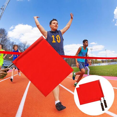 2 Pcs Volleyball Flags Line Judge,Racing Flags Referee Hand Flag,Stainless Steel Command with Sponge Handle Flag,Red Hand Warning Flag for Soccer Volleyball Basketball Football Competition in Saudi Arabia