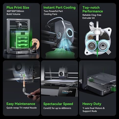 Creality Ender 3 V3 Plus 3D Printer,CoreXZ Speedy 600mm/s High Speed,Clog-free Extruder,Instant Cooling,Powerful Motors,Stable Rod,Smart Auto Calibration,Wifi,Creality Could,Large Print 300x300x330mm in Saudi Arabia