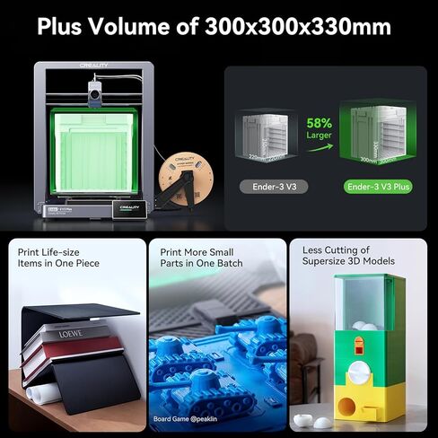 Creality Ender 3 V3 Plus 3D Printer,CoreXZ Speedy 600mm/s High Speed,Clog-free Extruder,Instant Cooling,Powerful Motors,Stable Rod,Smart Auto Calibration,Wifi,Creality Could,Large Print 300x300x330mm in Saudi Arabia