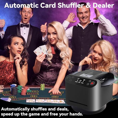 Automatic Card Shuffler and Dealer 2-in-1 Card Shuffler 4 Deck Automatic 360° Rotating Card Dealer with Remote Rechargeable Card Shuffler for UNO, Poker, Texas Hold'em, Monopoly Deal, Blackjack White in Saudi Arabia