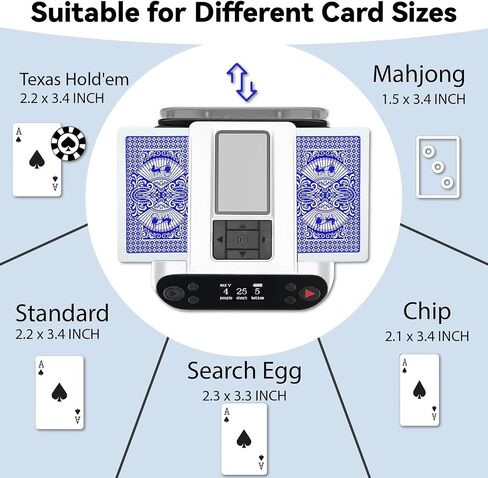 Automatic Card Shuffler and Dealer 2-in-1 Card Shuffler 4 Deck Automatic 360° Rotating Card Dealer with Remote Rechargeable Card Shuffler for UNO, Poker, Texas Hold'em, Monopoly Deal, Blackjack White in Saudi Arabia