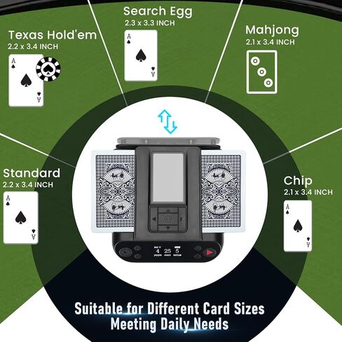 موزع بطاقات أوتوماتيكي وموزع بطاقات 2 في 1،360 درجة، موزع بطاقات بطابقين مع جهاز تحكم لاسلكي، هادئ للغاية، قابل لإعادة الشحن، يعمل مع UNO، بيتزا جبن الماعز تاكو كات، خمسة تيجان، صفقة مونوبولي، إلخ in Kuwait