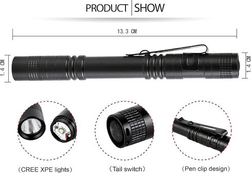 10 عبوات من مصابيح LED على شكل قلم، مصباح يدوي صغير محمول مزود بمشبك، مصباح جيب طبي من Penlight لفحص الممرضات والطوارئ in Kuwait