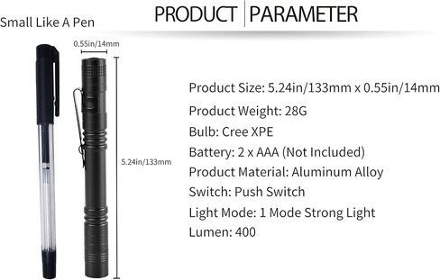 10 عبوات من مصابيح LED على شكل قلم، مصباح يدوي صغير محمول مزود بمشبك، مصباح جيب طبي من Penlight لفحص الممرضات والطوارئ in Kuwait