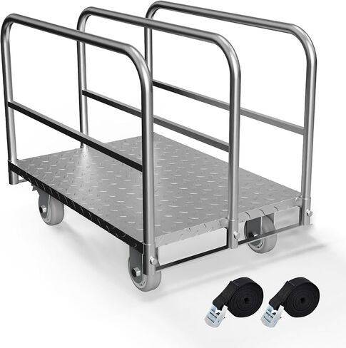 Panel Cart, Heavy Duty Flatbed Cart with 5In Swivel Caster 2000LBS Weight Capacity Lumber Drywall Mattress Cart Transporting Heavy Loads with Ease and Efficiency 2PCS Straps for Platform Truck in Saudi Arabia