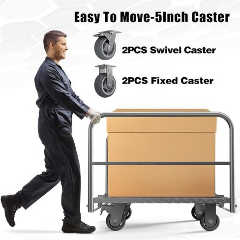 Panel Cart, Heavy Duty Flatbed Cart with 5In Swivel Caster 2000LBS Weight Capacity Lumber Drywall Mattress Cart Transporting Heavy Loads with Ease and Efficiency 2PCS Straps for Platform Truck in Saudi Arabia