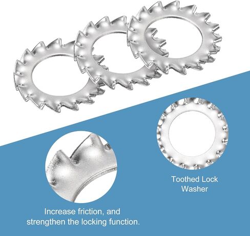 uxcell M10 50Pcs External Tooth Star Lock Washers, 304 Stainless Steel Tooth Locking Ring Washers Quick Speed Star Nut Locking Fastener, Silver in Saudi Arabia